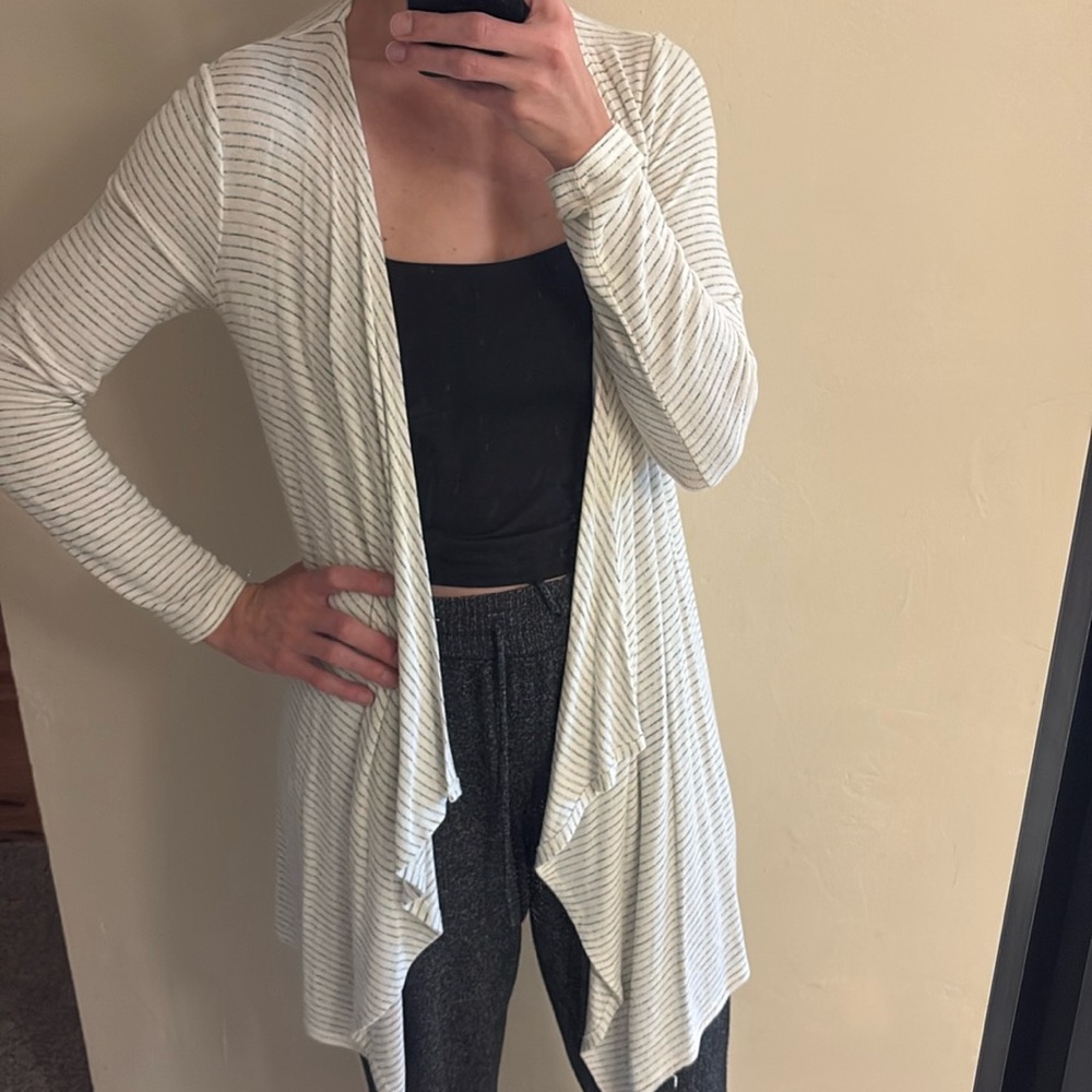 Long and soft cream with pinstripes cardigan